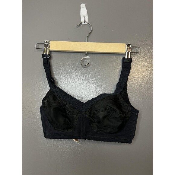 Vintage Sea Mist by Cherie Bra Womens 32B Black Sheer Mesh Soft Cup 277 60s - Picture 1 of 5